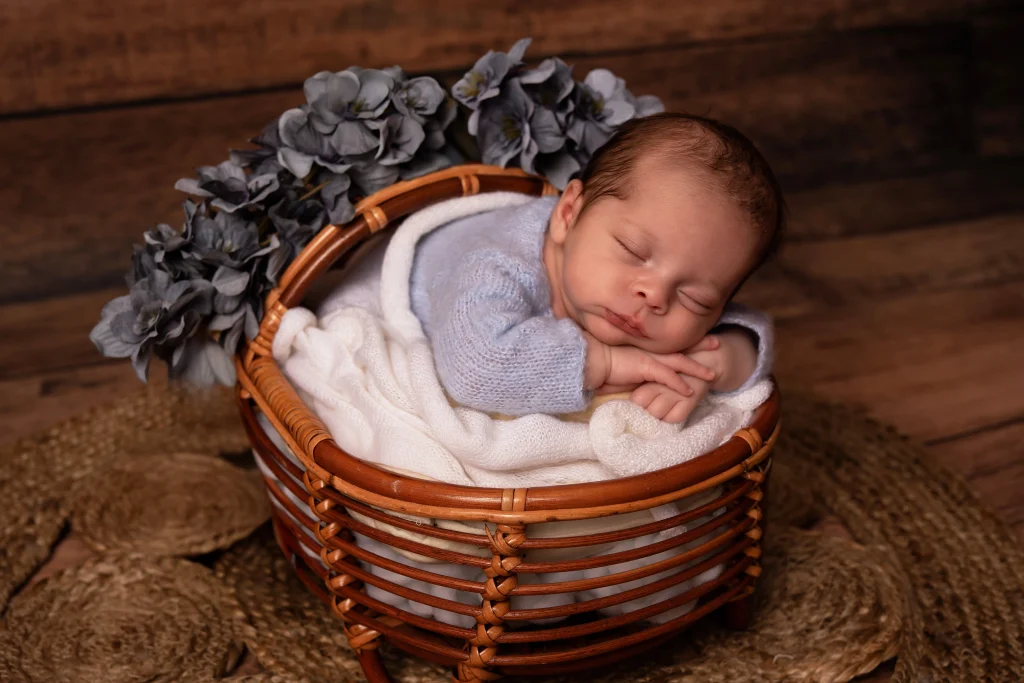 bébé fleurs grises